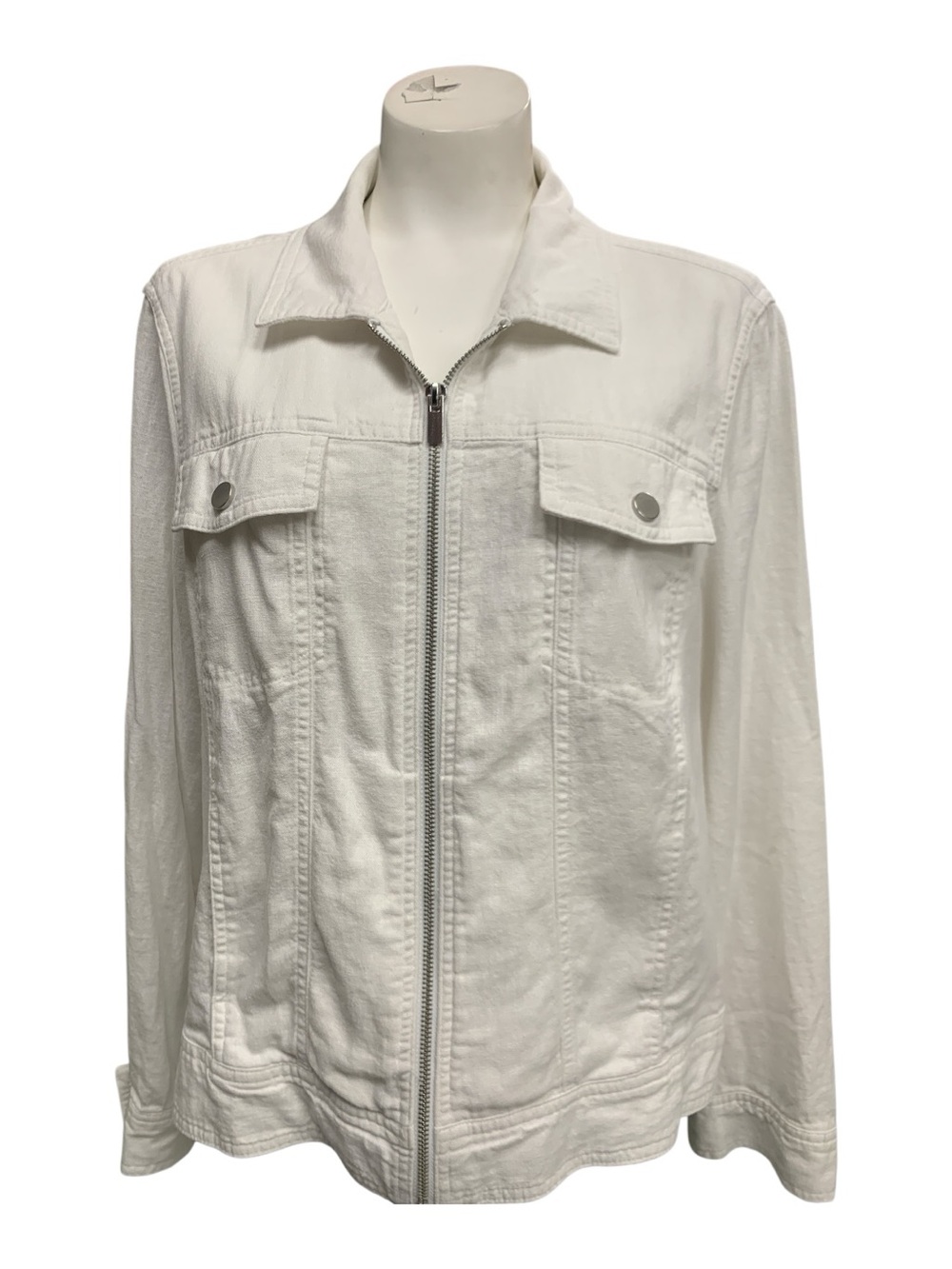 Rachel Zoe White Zip-Front Jean Jacket